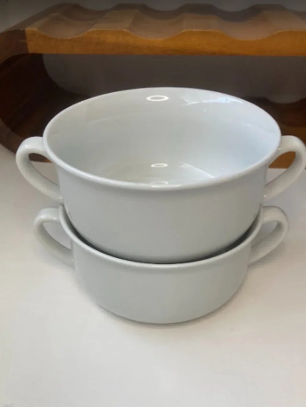 Williams Sonoma Everyday White Porcelain Double Handle Soup Bowls